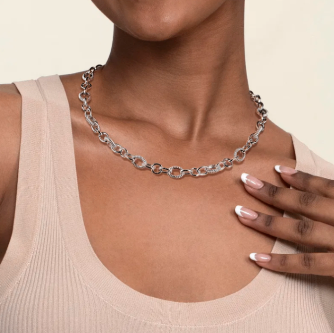 Sterling Silver Bujukan Link Chain Necklace by Gabriel NY