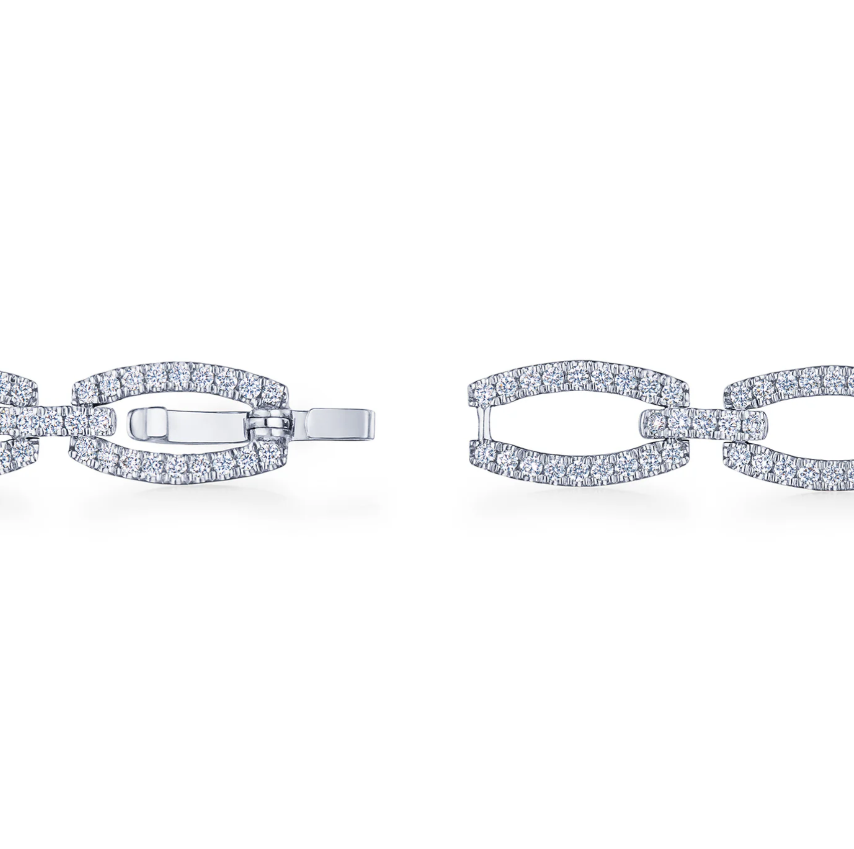18K White Gold Oval Diamond Link Tennis Bracelet by KWIAT