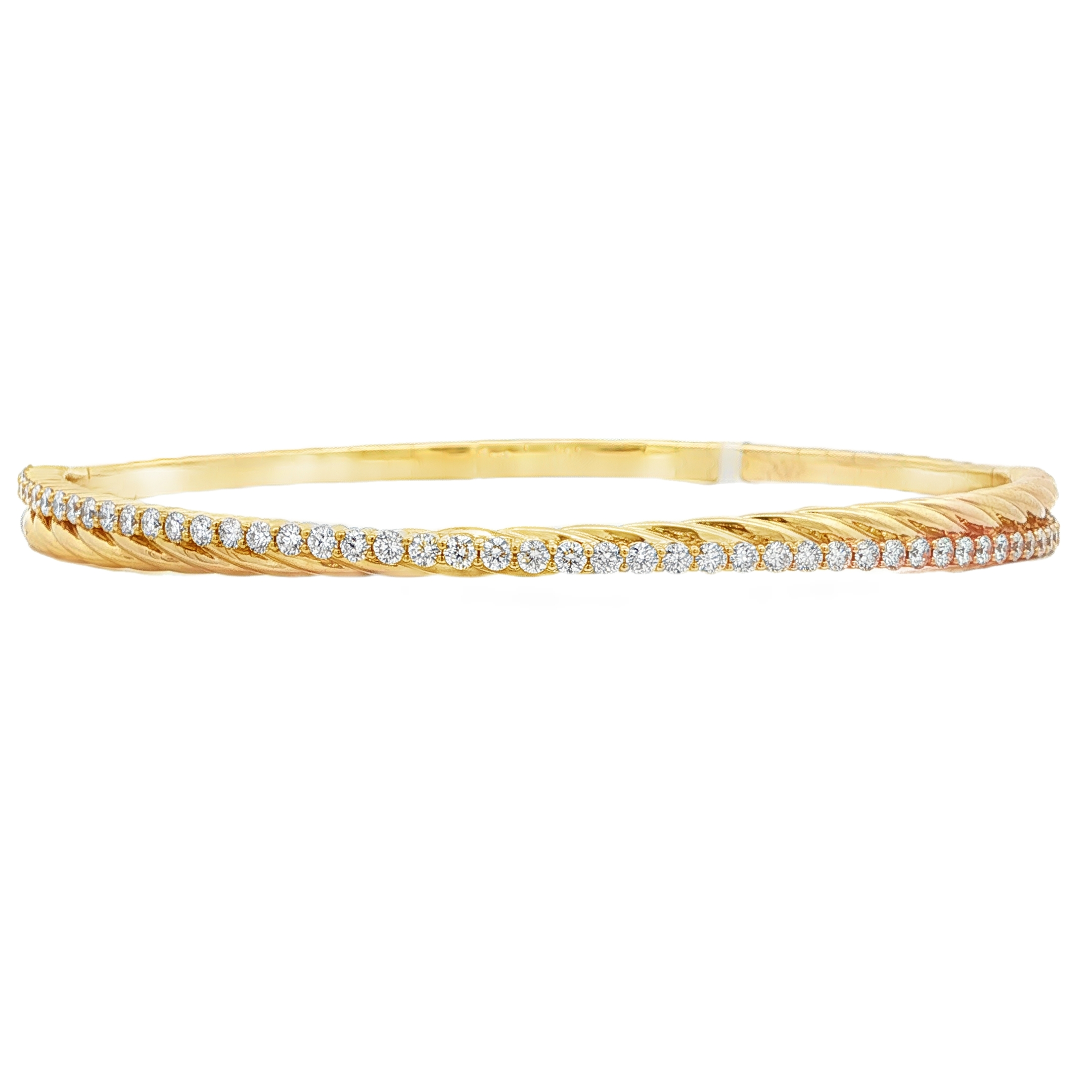 14K YG Rope & Diamond Crossover Bangle Main image