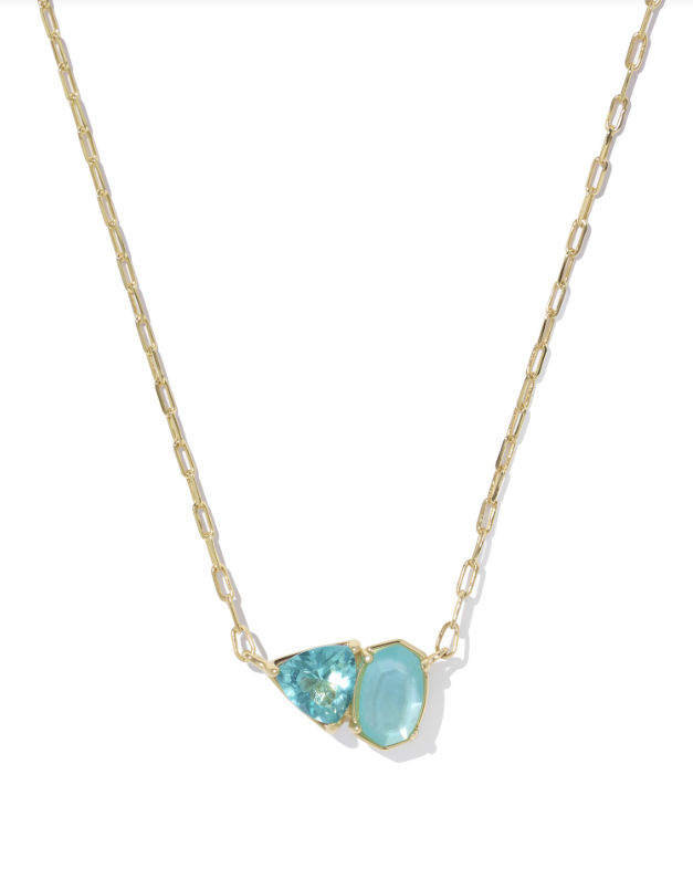Gold Plated December Tatum Short Pendant Necklace in Blue Mix by Kendra Scott Main image
