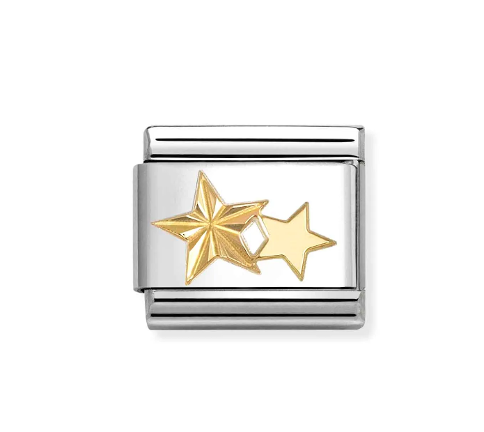 Stainless Steel & 18K Yellow Gold Stars Charm