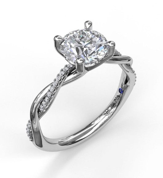 14K White Gold Polished & Diamond Tight Twist Semi-Mount by FANA