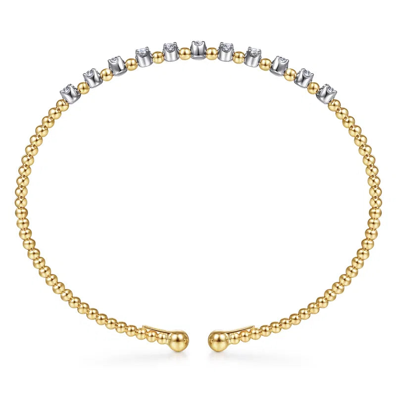 14K Two-Tone Bujukan Diamond Split Bangle by Gabriel NY