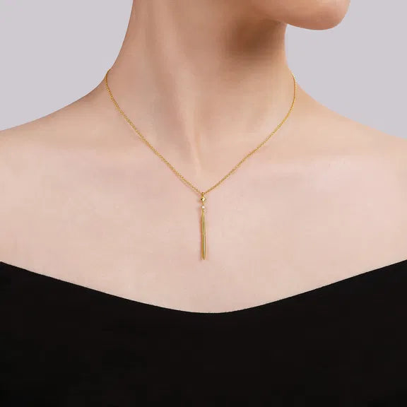 14K YG Diamond Pendant Drop Necklace by Gabriel NY