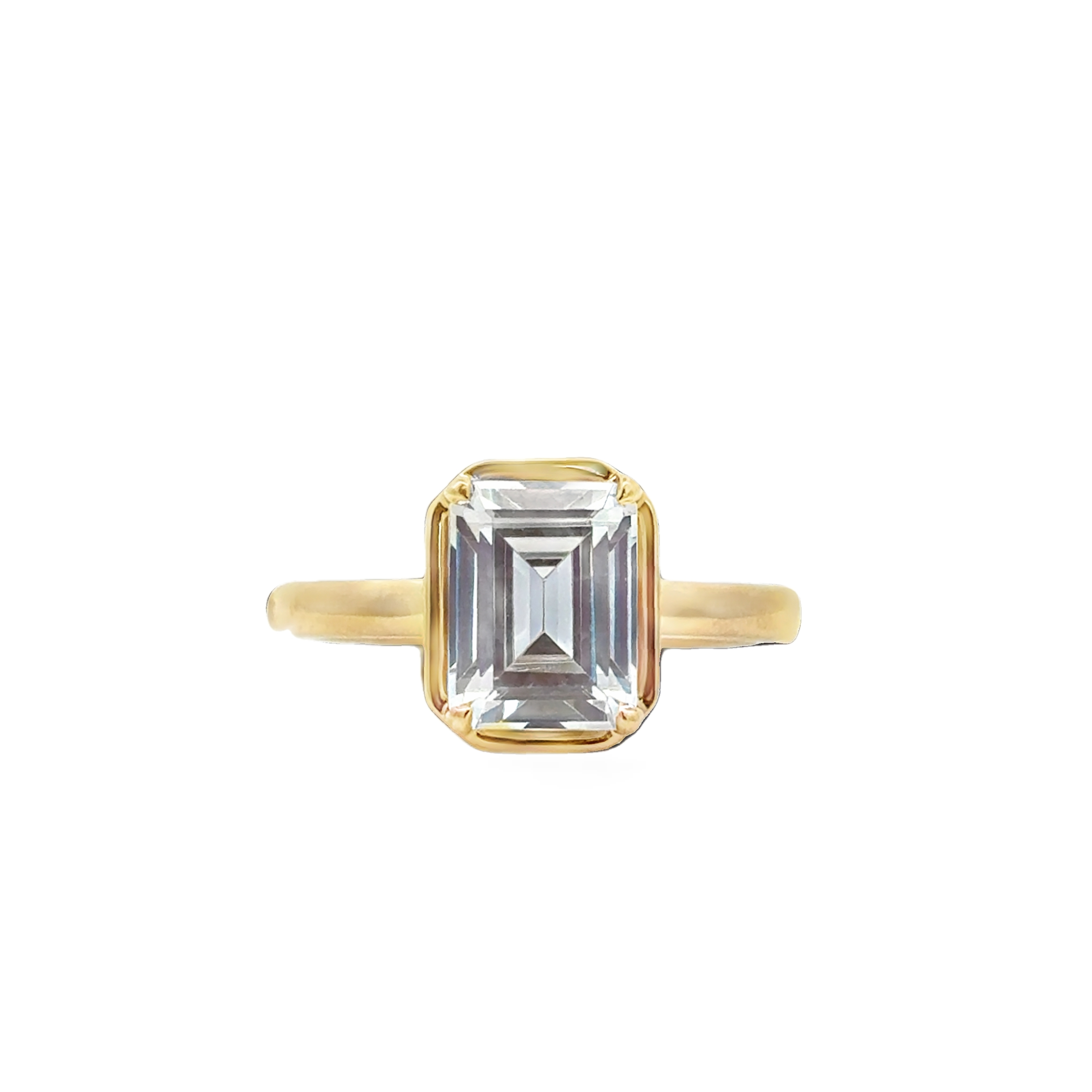 14K YG Emerald Cut Bezel Frame Solitaire Semi-Mount by Imagine Bridal Main image