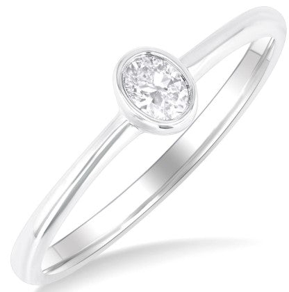 10K WG Petite Oval Diamond Bezel Set Ring Main image