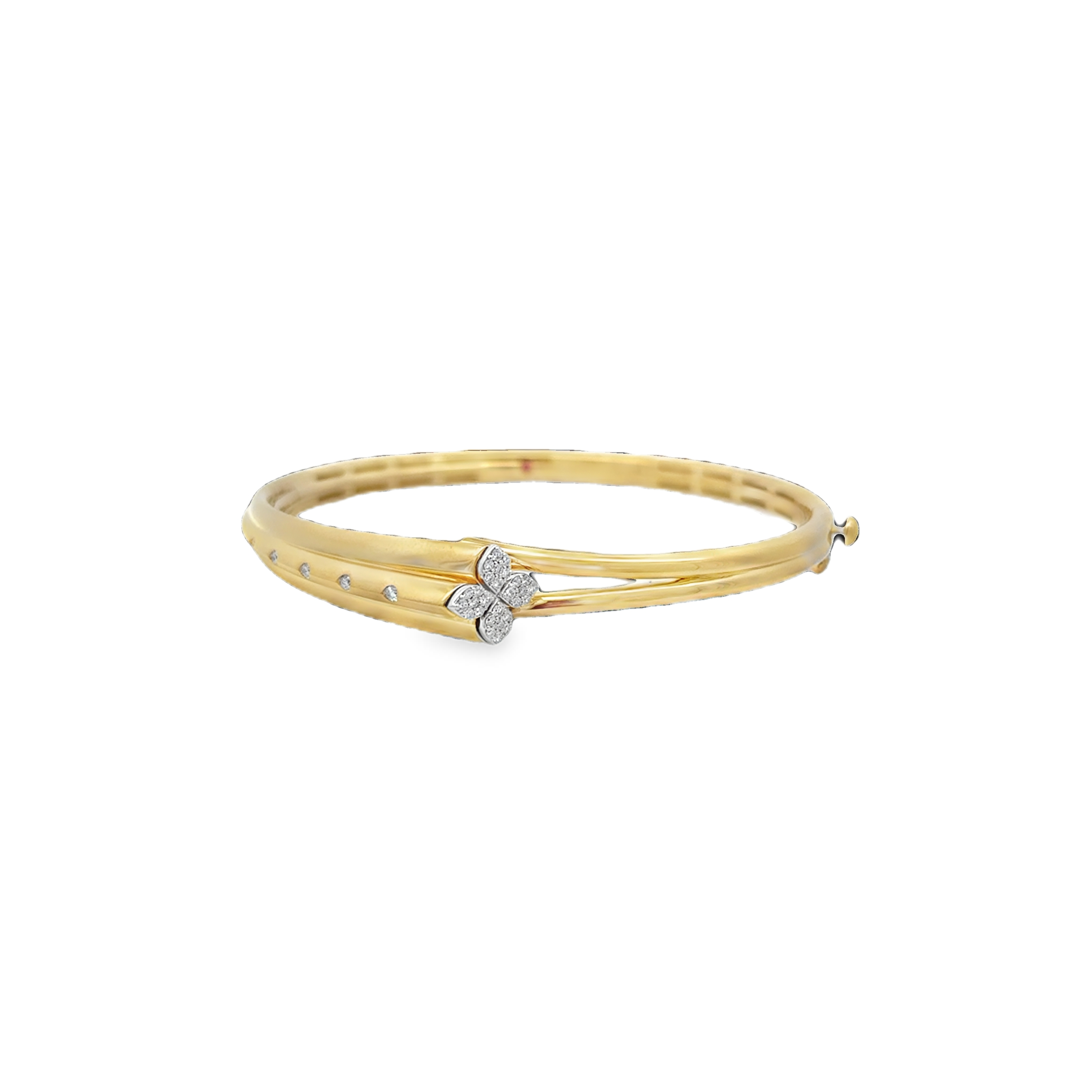 18K Y/WG LOVE IN VERONA DIAMOND FLOWER BANGLE BY ROBERTO COIN Main image
