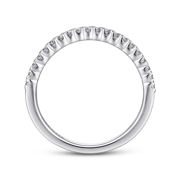 14K White Gold "Vienne" Prong Set Diamond Wedding Band by Gabriel NY