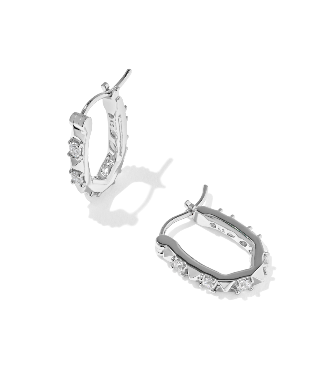 Rhodium Plated Fate Huggies in White CZ by Kendra Scott