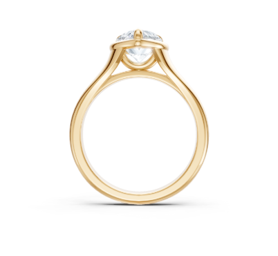 14K Yellow Gold Pear Shape Wide Solitaire Semi-Mount