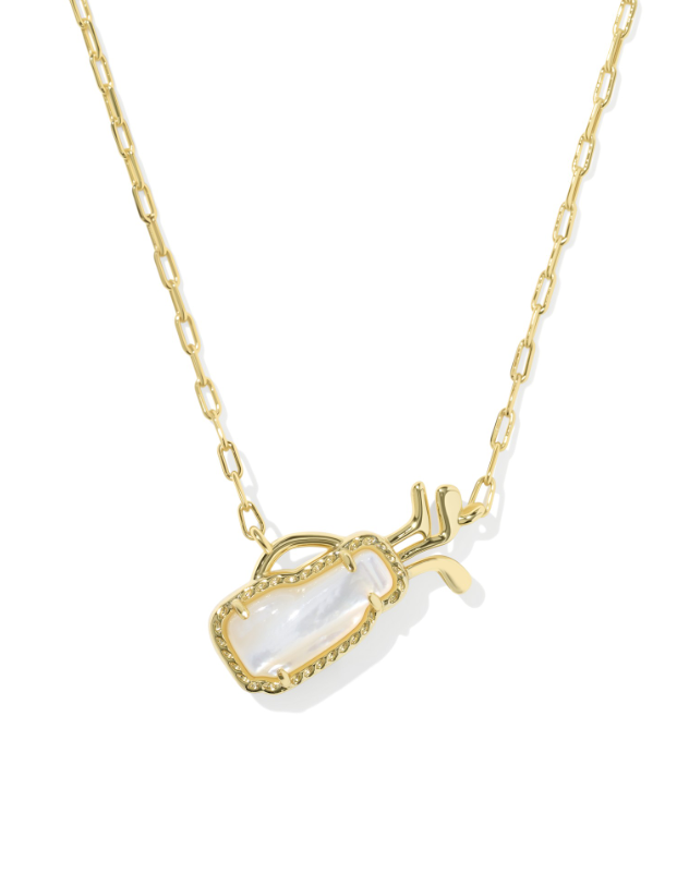 Gold Plated Golf Short Pendant in Ivory Mother Of Pearl by Kendra Scott