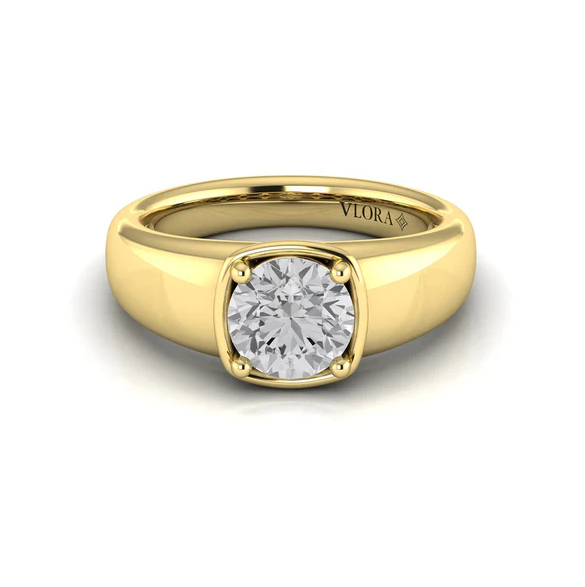 14K Yellow Gold Round Statement Semi-Mount by Vlora Main image