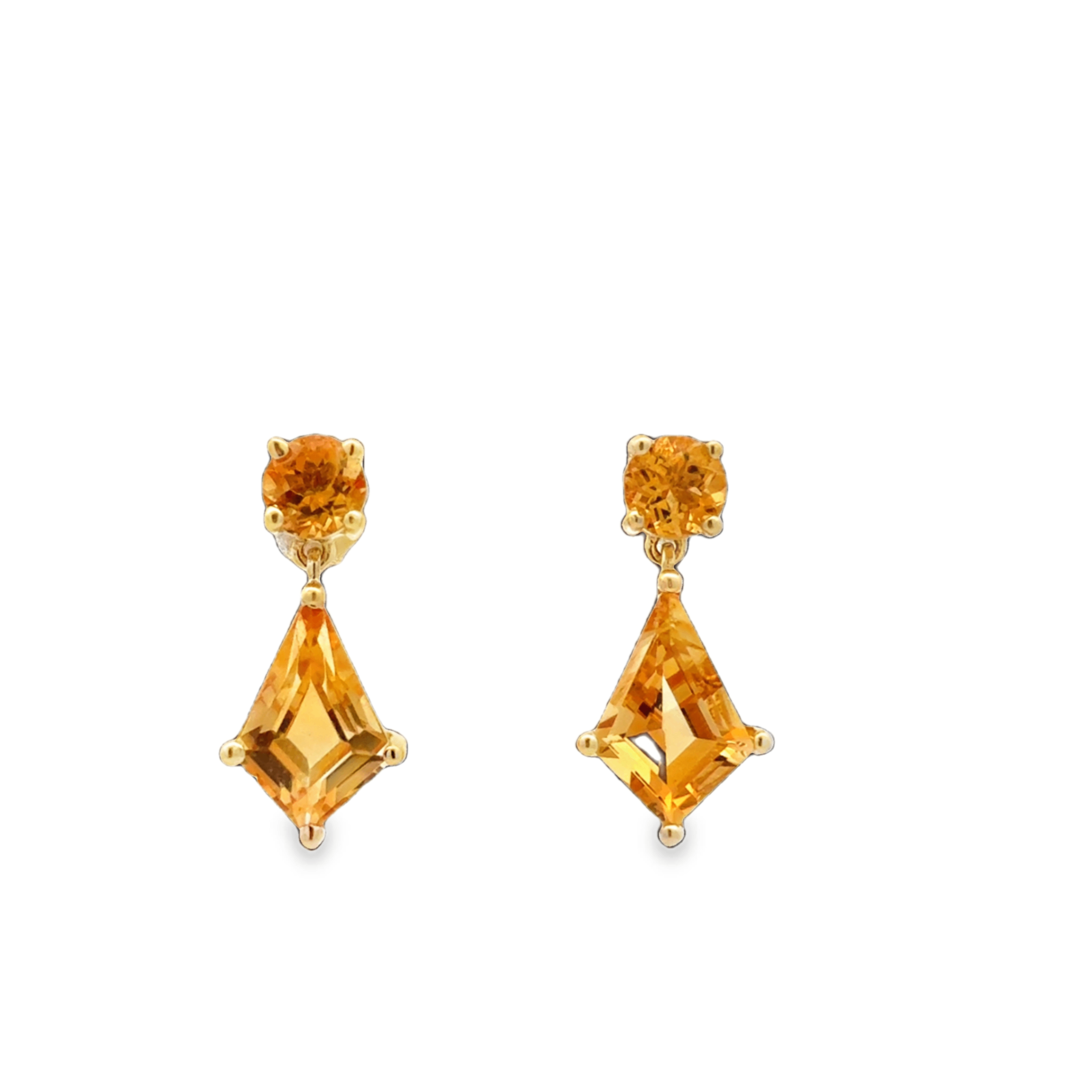 14K YG Kite Shape Citrine Drop Earrings *Estate Item Sold as is, Final Sale*
