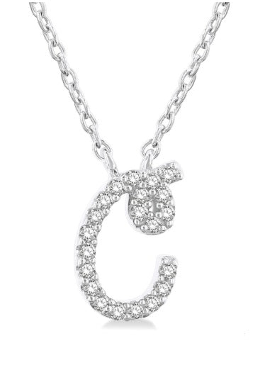 10K WG .05cttw Dia Script Initial C Pendant