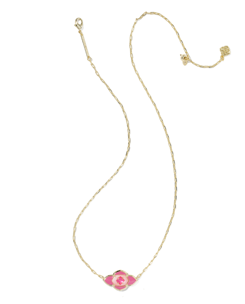 Gold Plated Abbie Medallion Pendant Necklace in Hot Pink Mix by Kendra Scott Secondary image