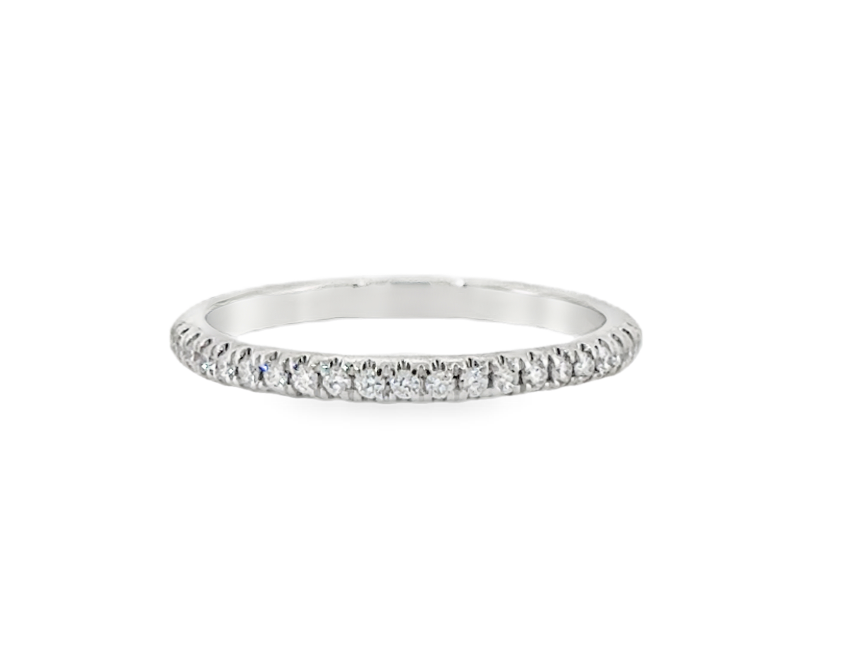14K White Gold Diamond Prong Set Wedding Band Main image