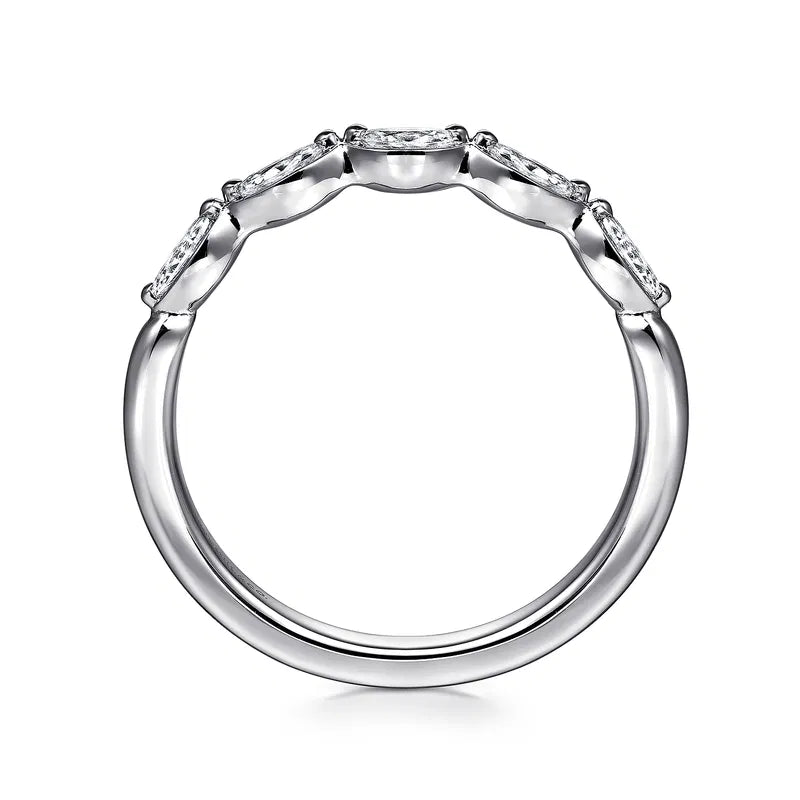 14K WG "Claudette" 1/4cttw Marquise Diamond Anniversary Band by Gabriel NY