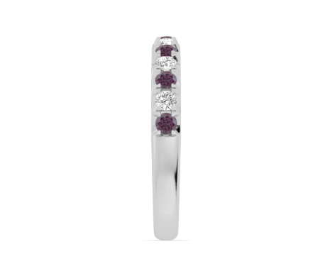 14K White Gold Alternating Alexandrite & Diamond Fishtail Anniversary Band