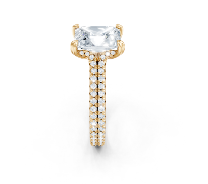 14K Yellow Gold Two-Row Diamond Cathedral Semi-Mount