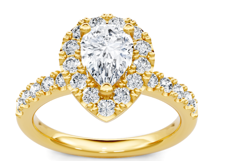 14K YG Pear Shape Halo Mounting 25 rd dia=2/3cttw