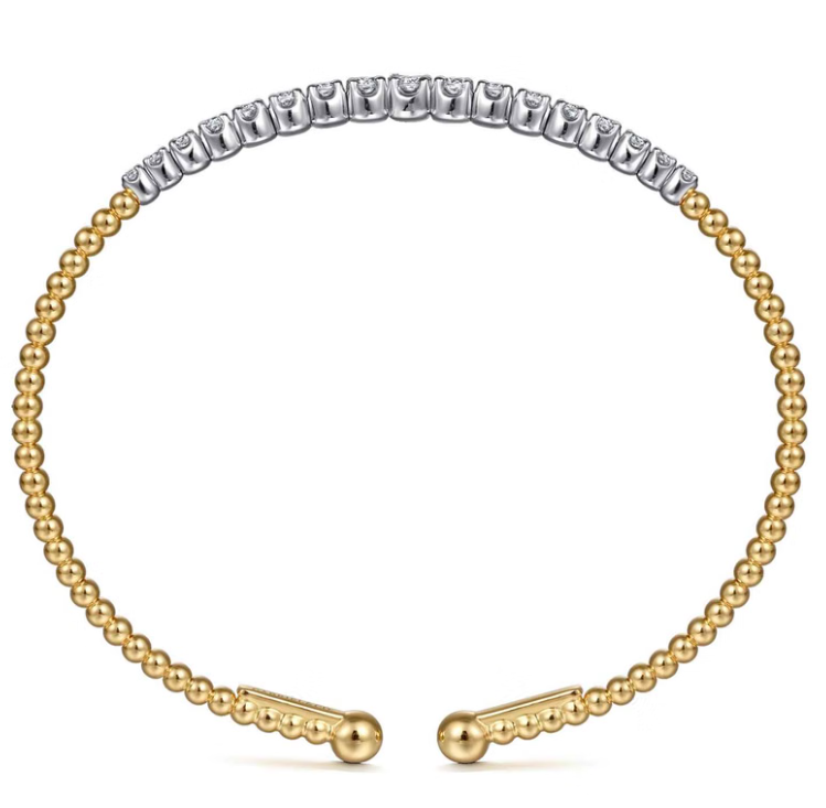14K Two-Tone Graduated Diamond Bujukan Bangle by Gabriel NY