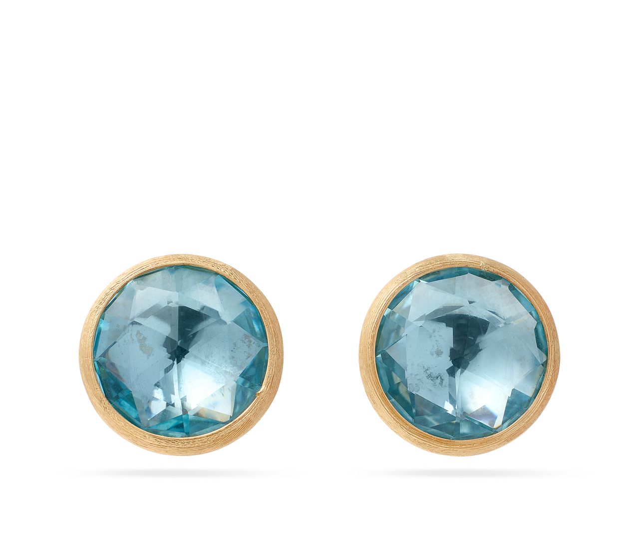 18K YG Jaipur Color Blue Topaz Medium Studs by Marco Bicego