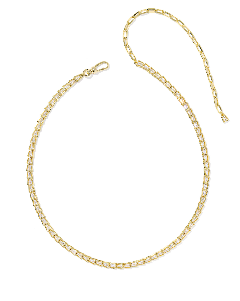 Gold Plated Bella Tennis Necklace in White CZ by Kendra Scott