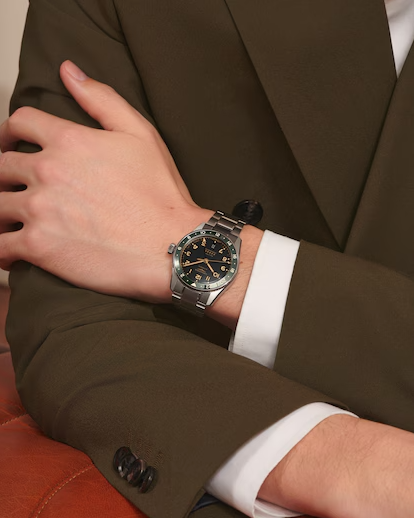 Longines Spirit Zulu Time 39mm GMT Watch with Anthracite Dial & Green Bezel