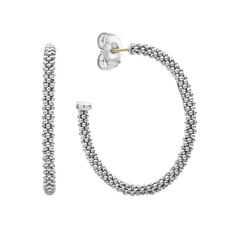 Sterling Silver Signature Caviar Hoop Earrings by LAGOS