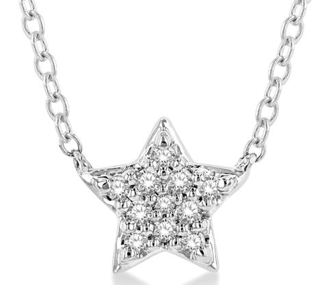 10K WG 1/10cttw Diamond Petite Star Pendant Necklace Main image
