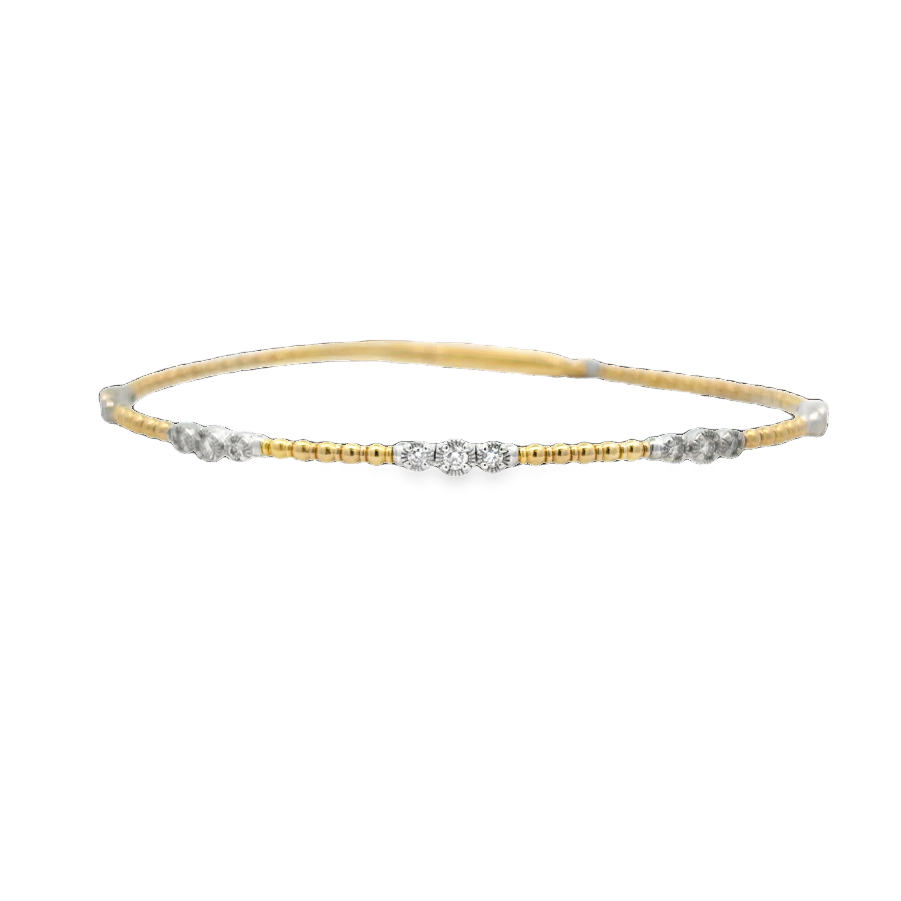 14K Two-Tone 5 Triple Bezel Station Flexi Bangle