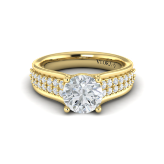 14K YG Diamond Crescendo Tapered Semi-Mount by Vlora