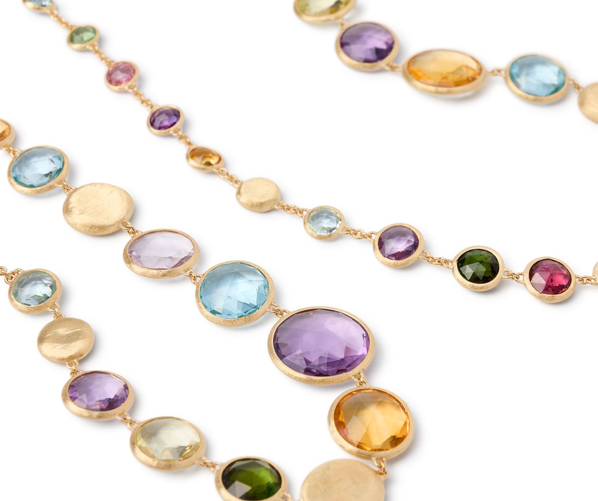 18K YG Jaipur Color Long Graduated Gemstone Necklace by Marco Bicego