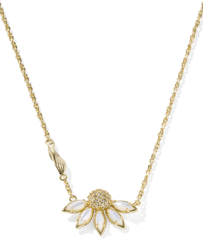 Gold Plated Anya Flower Pendant in Ivory Mix by Kendra Scott
