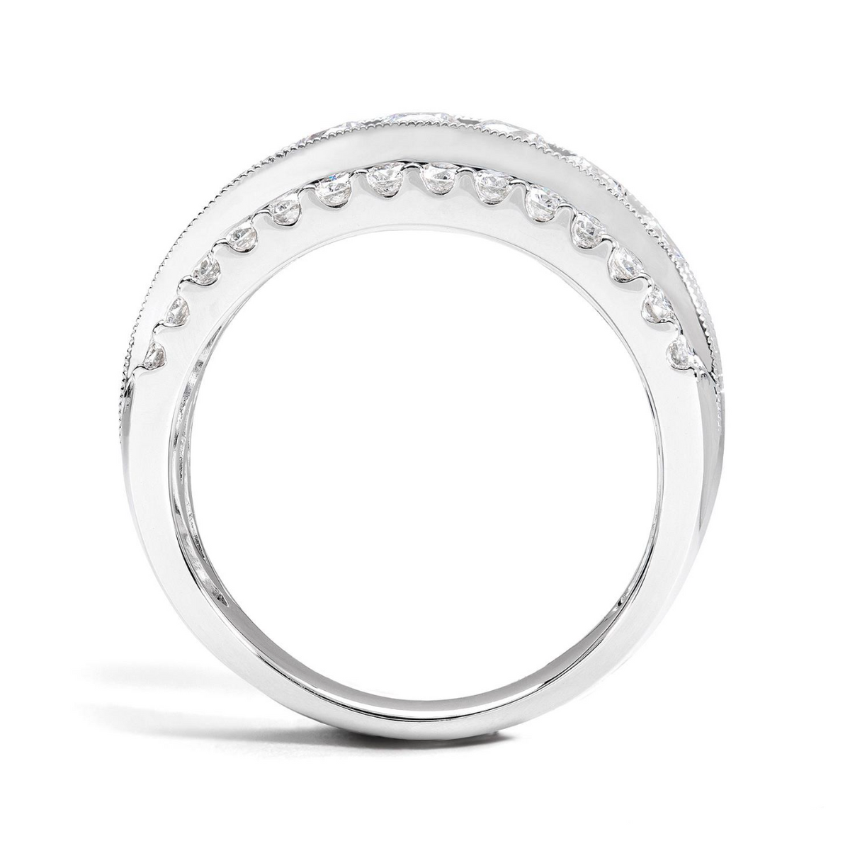 18K White Gold Diamond Three Row Anniversary Band