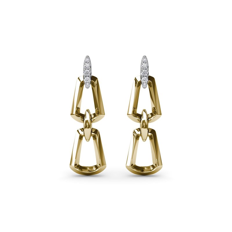 18K Two-Tone Trapezoidal Lynq & Diamond Drop Earrings by Fana