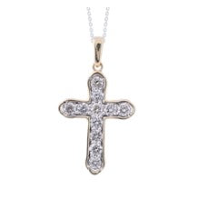 Two-Tone 3/4cttw Diamond Cross Pendant