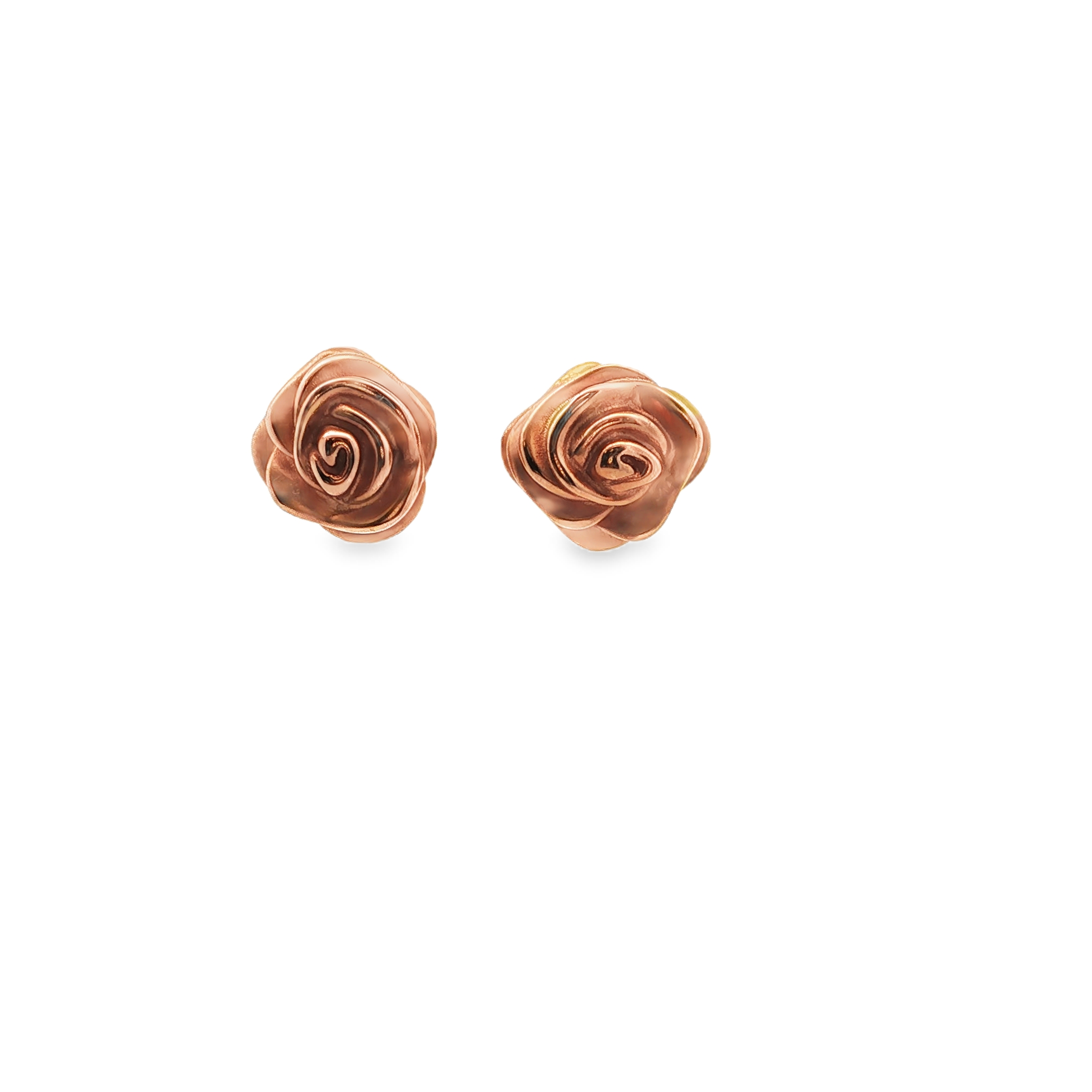 14K RG Hollow Rose Stud Earrings *Estate Item Sold as is, Final Sale* Main image