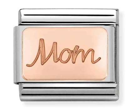 Stainless Steel & 9K Rose Gold Mom Charm
