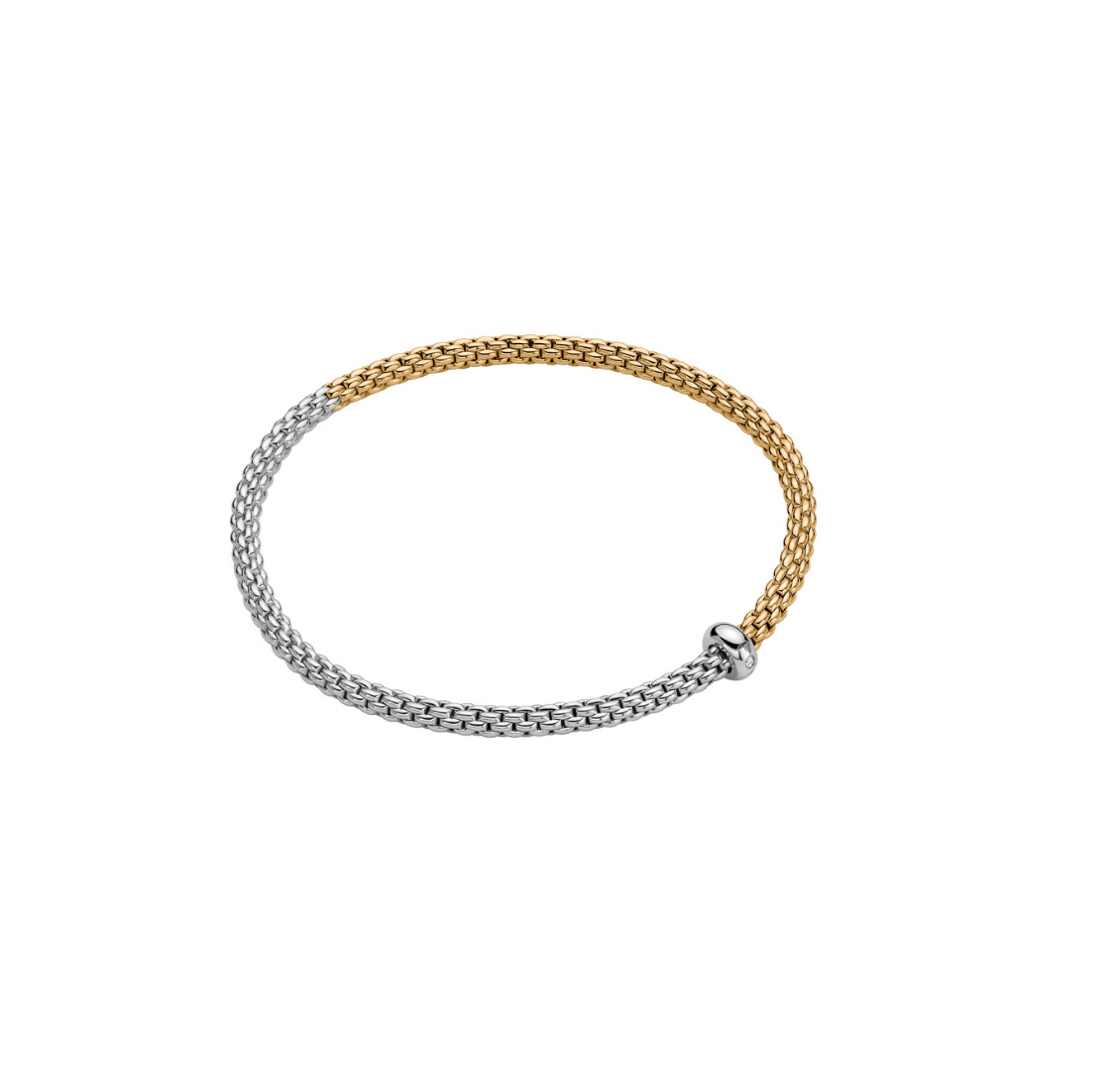 18K White-Yellow Gold Prima Diamond Bicolor Flex'It Bracelet by FOPE Main image