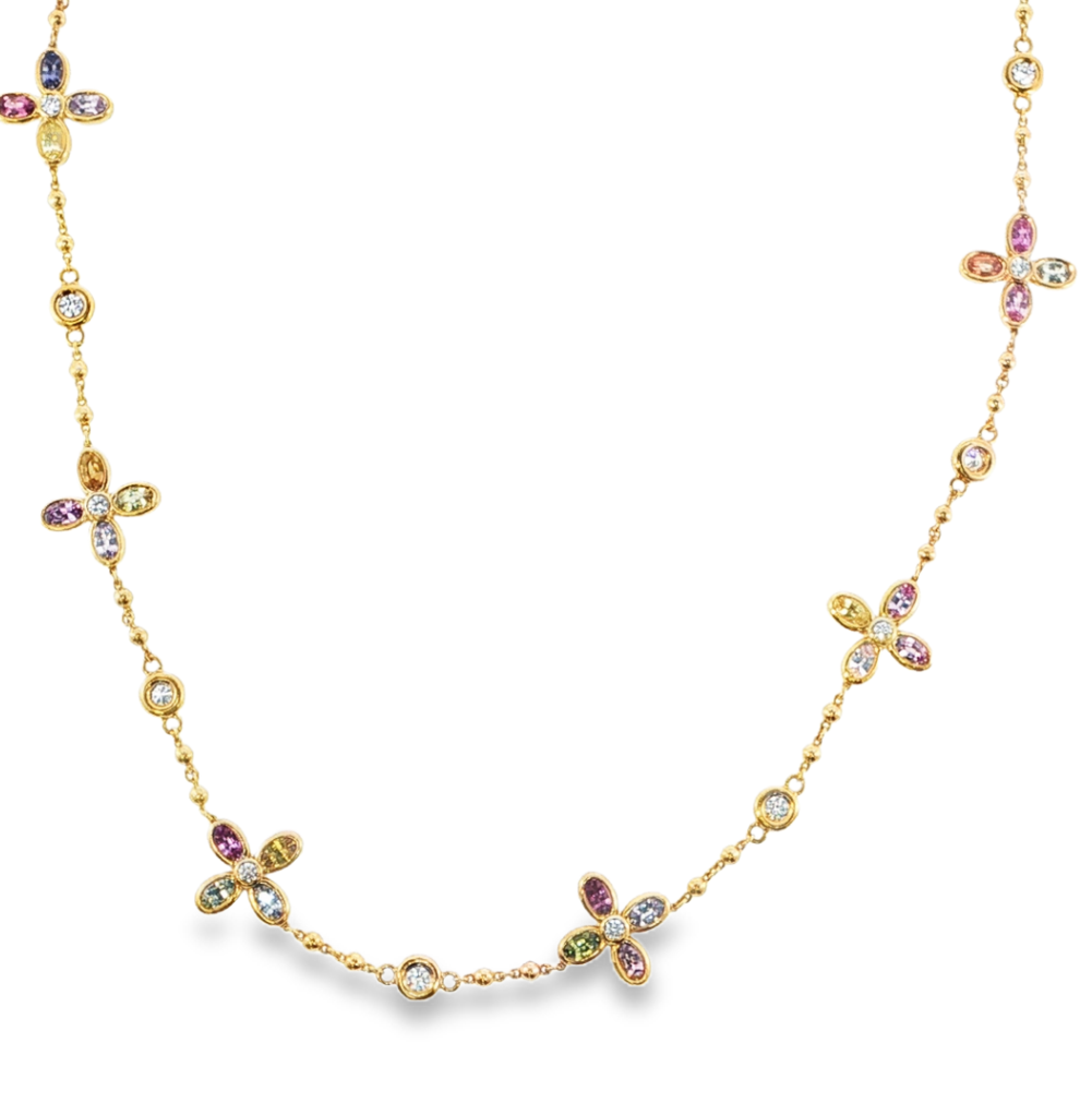 18K Yellow Gold Sapphire & Diamond Flower Power Necklace by Erica Courtney Main image