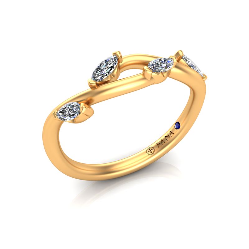 14K YG Diamond Vine Floral Wedding Band by Fana Main image
