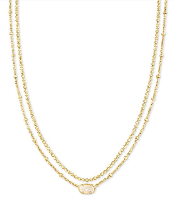 Emilie Multi Strand Necklace Gold Plated over Brass Iridescent Drusy by Kendra Scott Main image