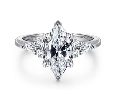 14K White Gold "Avah" Marquise Diamond Cluster Engagement Ring by Gabriel