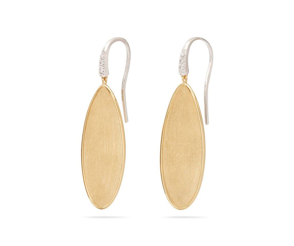 18K Y/WG Lunaria Twist Petal Drop Earrings with Diamond Hooks by Marco Bicego Secondary image