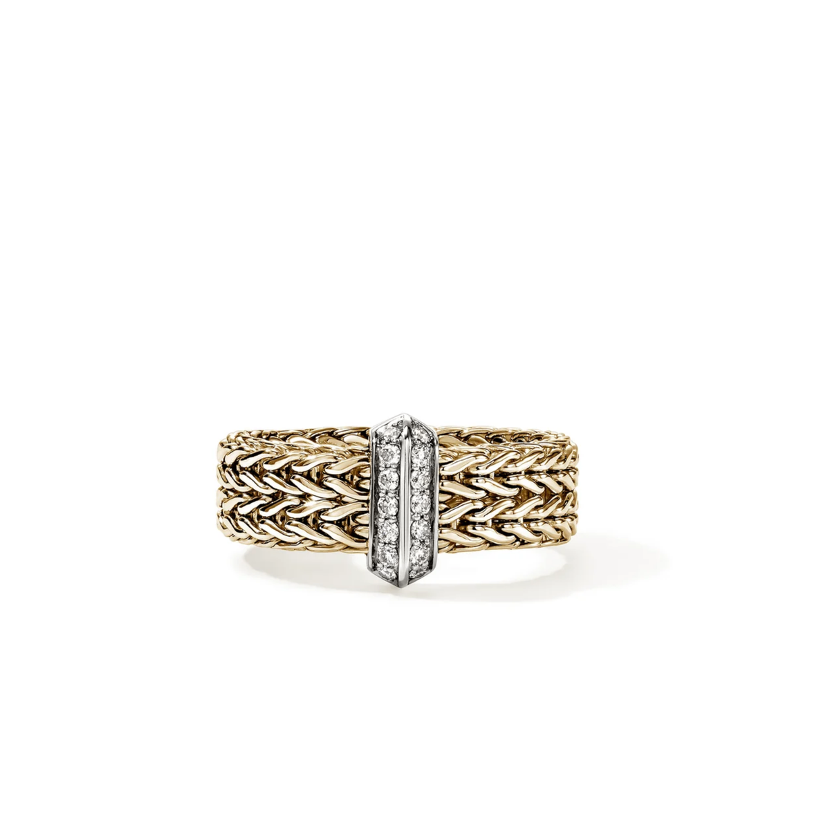 14K Yellow Gold Icon Bar Diamond Link Ring by John Hardy Main image