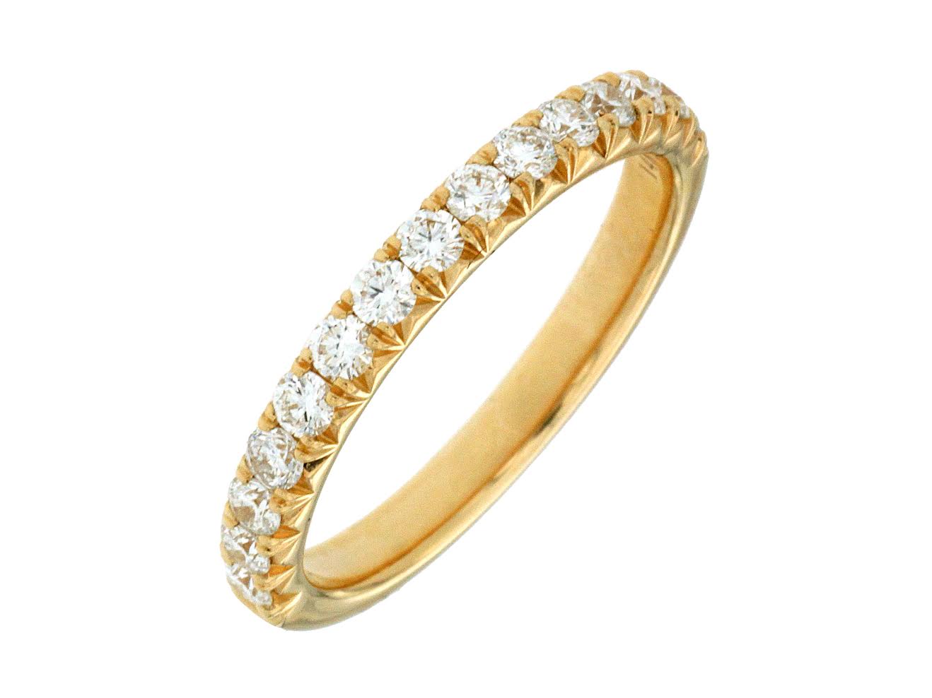 14K YG Petite Diamond Prong Set Wedding Band by Diamonds Forever of U.S.A Inc.