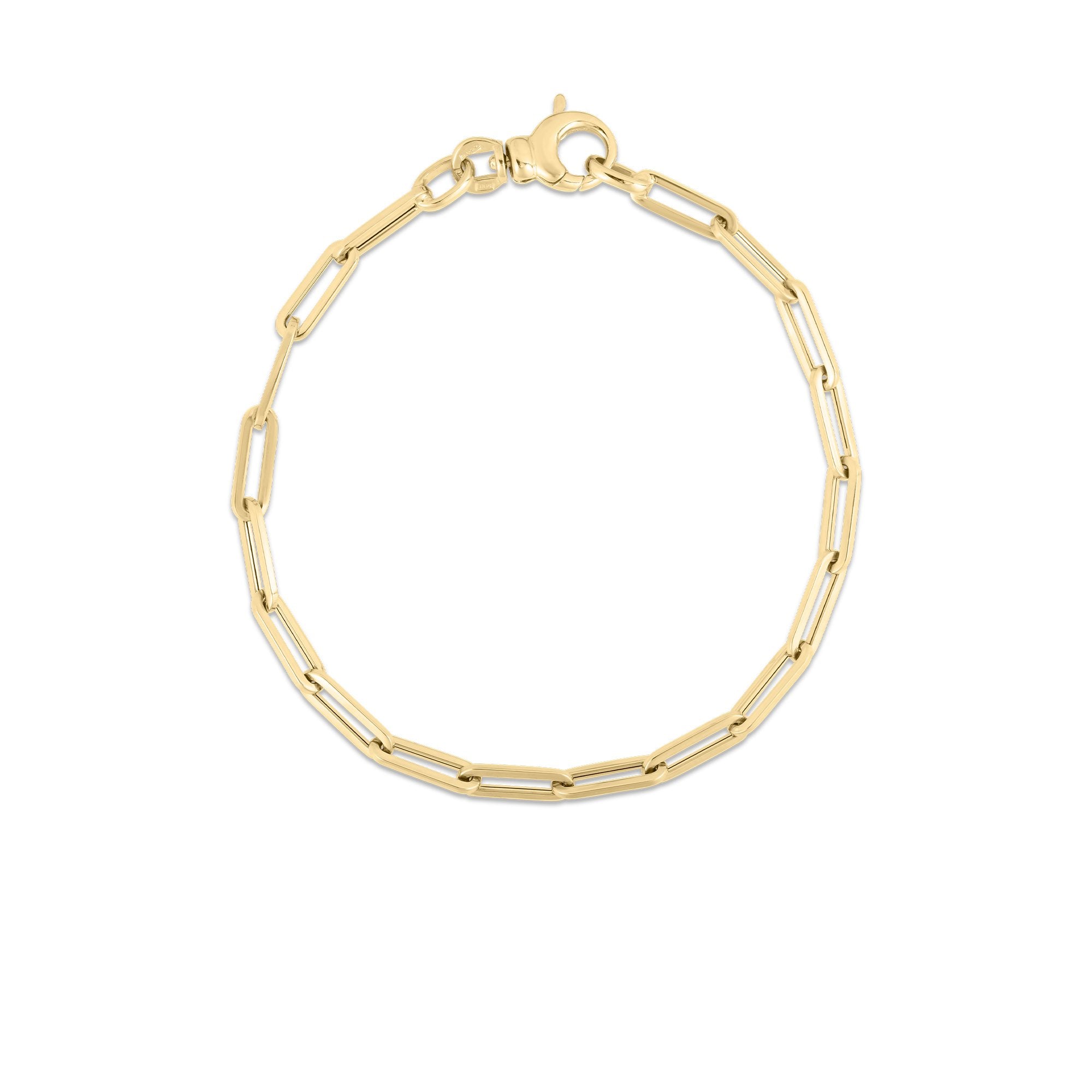 18K YG Long Thin Paperclip Bracelet by Roberto Coin
