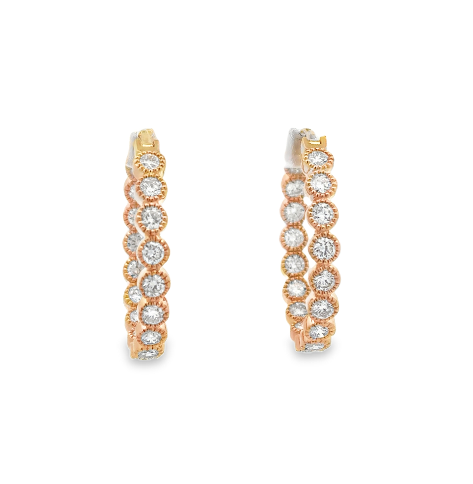 18K YG Inside Out 1 1/2cttw Diamond Huggies by Erica Courtney