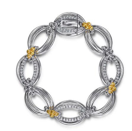 SS/14K YG Bujukan White Sapphire Link Bracelet by Gabriel Main image
